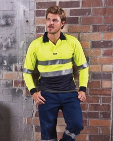 'Visitec Workwear' Original Long Sleeve Microfibre Polo with 3M Reflective Tape