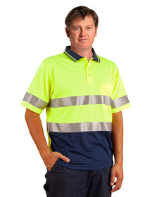 'Winning Spirit' Mens HiVis Cooldry Short Sleeve Safety Polo with 3M Tape