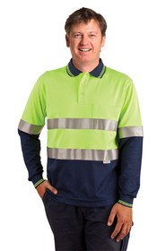'Winning Spirit' Mens HiVis Cooldry Long Sleeve Safety Polo with 3M Tape