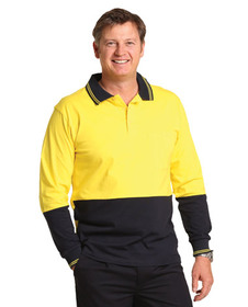 'Winning Spirit' Mens HiVis Two Tone Long Sleeve Safety Polo