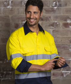 'Aussie Kings' Hi-Vis Koolsmart Long Sleeve Shirt with Reflective Tape