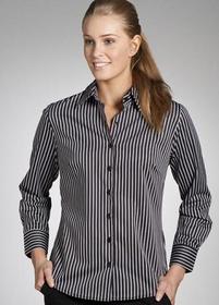 'Corporate Reflection' Ladies Bold Stripe Long Sleeve Tailored Shirt