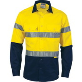 'DNC' HiVis D/N Two Tone Long Sleeve Cotton Drill Shirt with 3M 8910 Reflective Tape