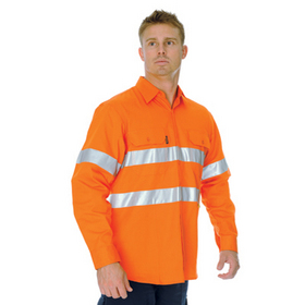 'DNC' HiVis Cool Breeze Vertical Vented Long Sleeve Cotton Shirt with 3M Reflective Tape