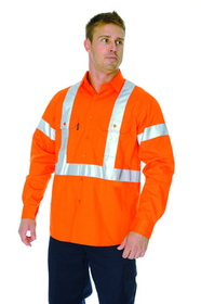 'DNC' HiVis D/N Long Sleeve Cotton Shirt with Cross Back R-Generic Tape