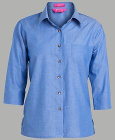 'JB' Ladies Indigo Chambray  Sleeve Shirt