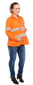 'She s Empowered' Ladies<strong> Baby Bump Maternity</strong> Hi Vis 2 Tone Taped Long Sleeve Shirt