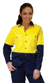 'Winning Spirit' Ladies Cool-Breeze Cotton Twill Long Sleeve Safety Shirt