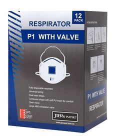 'JB' P1 Respirator with Valve (12 PC)