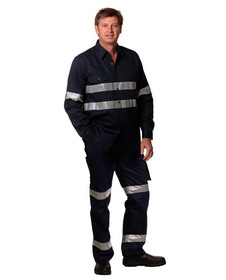 'Winning Spirit' Mens Heavy Cotton Pre-Shrunk Drill Pants Stout with 3M Reflective Tape