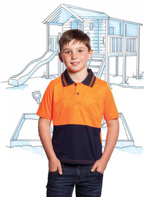 'Workcraft' Kids HiVis Short Sleeve Polo with Pocket