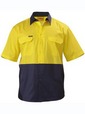 'Bisley Workwear' Cool Lightweight HiVis Short Sleeve Drill Shirt