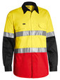'Bisley Workwear' 3M Taped HiVis Cool Light Weight 3 Tone Long Sleeve Drill Shirt