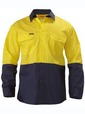 'Bisley Workwear' Cool Lightweight HiVis Long Gusset Sleeve Drill Shirt
