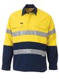 'Bisley Workwear' 3M Taped HiVis 2 Tone Closed Front Long Sleeve Drill Shirt