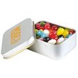 'Logo-Line' Assorted Colour Mini Jelly Beans in Silver Rectangular Tin