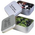 'Logo-Line' Corporate Colour Mini Jelly Beans in Silver Rectangular Tin