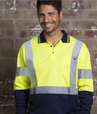 'Aussie Kings' Hi-Vis Optimus Cotton Back Long Sleeve Polo with Reflective Tape
