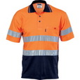 'DNC' Cotton Back HiVis Two Tone Short Sleeve Polo with Generic Reflective Tape