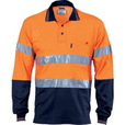 'DNC' Cotton Back HiVis Two Tone Long Sleeve Polo with Generic Reflective Tape