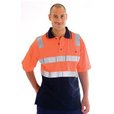 'DNC' Cotton Back HiVis D/N Two Tone Short Sleeve Polo Shirt with 3M Reflective Tape