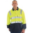 'DNC' Cotton Back HiVis D/N Two Tone Long Sleeve Polo Shirt with 3M Reflective Tape