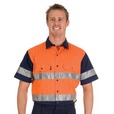 'DNC' HiVis D/N Two Tone Short Sleeve Cotton Drill Shirt with 3M 8910 Reflective Tape