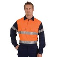 'DNC' HiVis D/N Two Tone Long Gusset Sleeve Closed Front Cotton Drill Shirt with 3M 8910 Reflective Tape