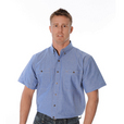 'DNC' Cotton Short Sleeve Chambray Shirt with Twin Pocket