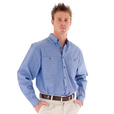 'DNC' Cotton Long Sleeve Chambray Shirt with Twin Pocket