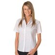 'DNC' Ladies Stretch Yarn Dyed Contrast Stripe Short Sleeve Shirt