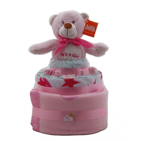 Nappy Cake Pink Bear Small - Baby Gifts - Nappy Cakes ...