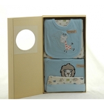 5 Piece Organic Cotton Clothing Set ~ Blue Giraffe