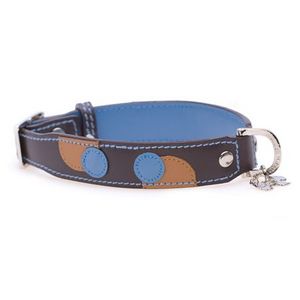 Hamish McBeth leather collar (Monty Brown/Turquoise))